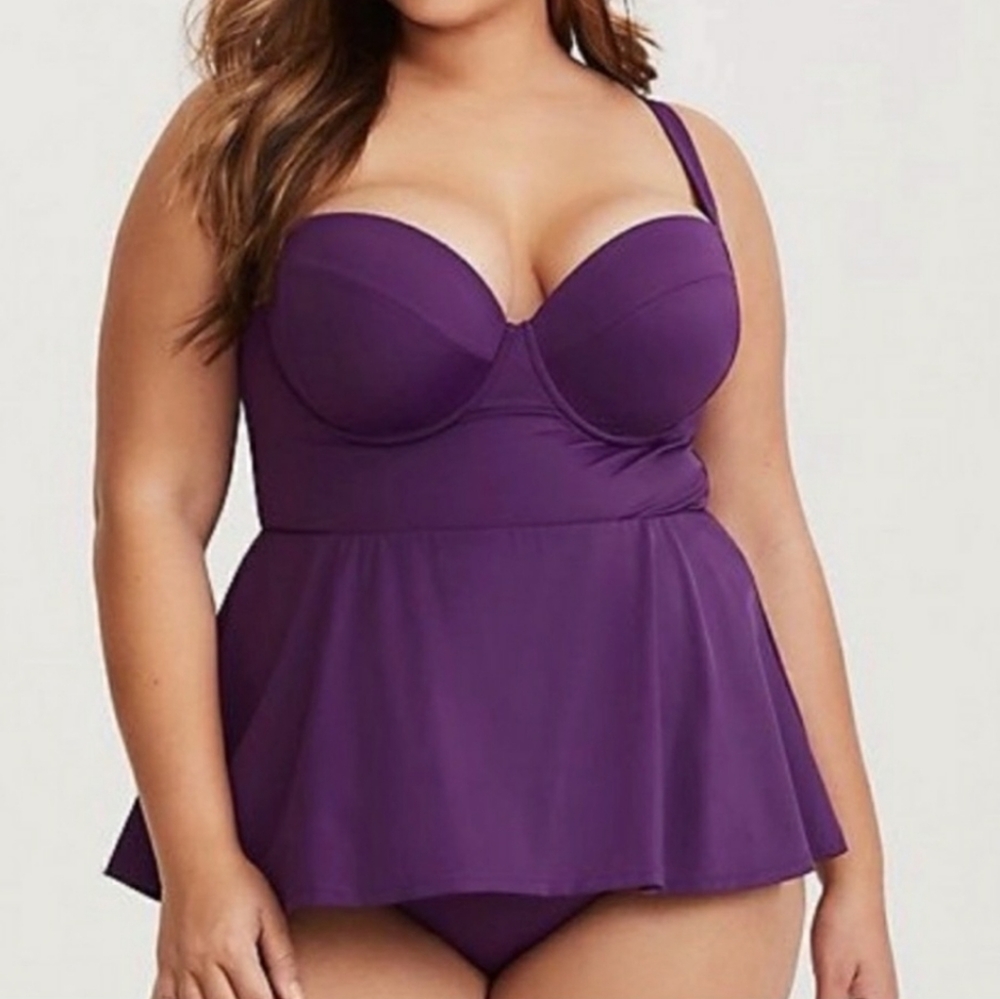 Plus size 3x/4x Purple swimsuit 💜 Torrid peplum one-piece swim suit bust…